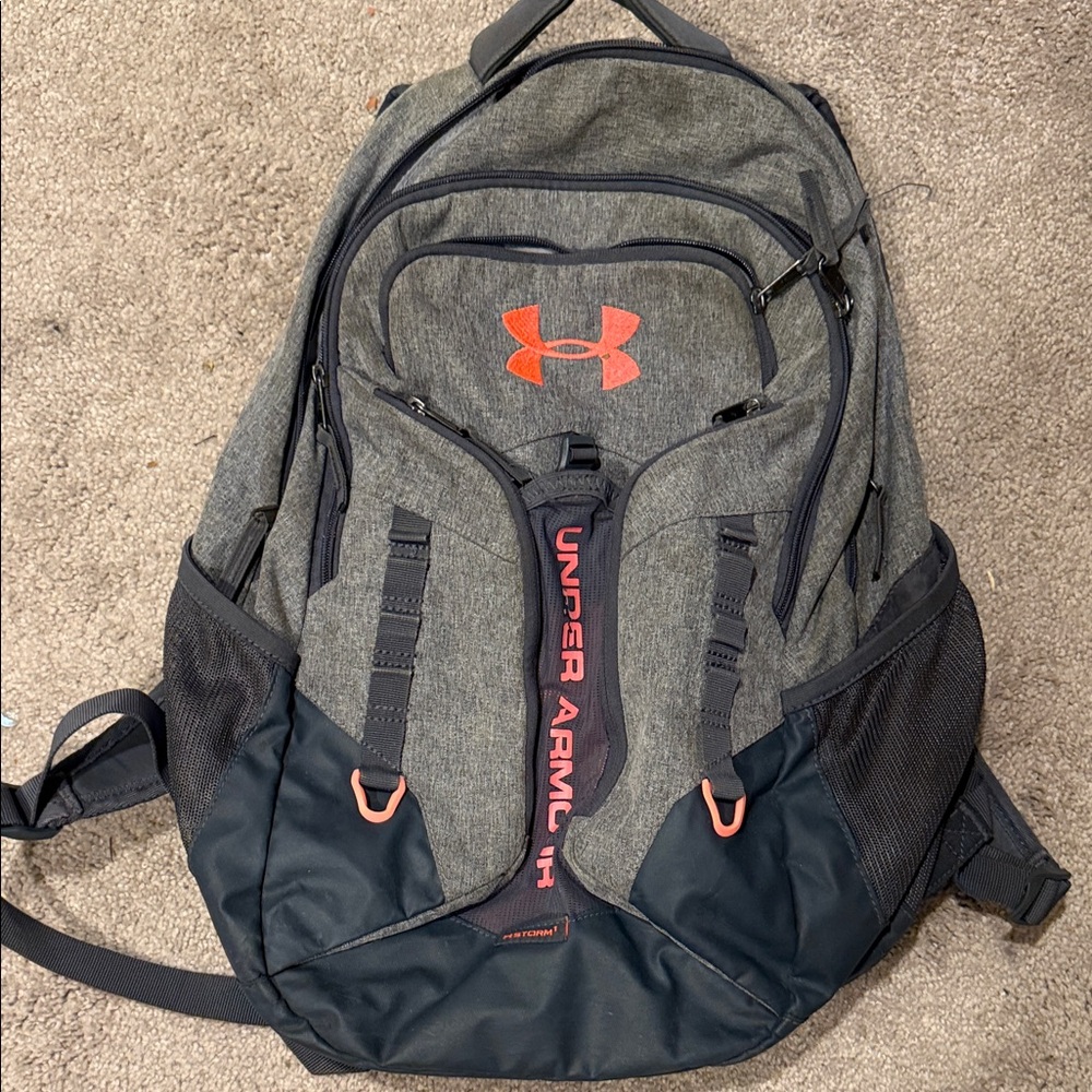 Under Armour Charcoal and Black Backpack with Red Accents